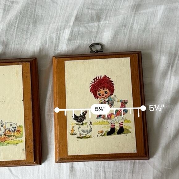 1977 Raggedy Ann & Andy Wooden Wall Plaques Bobbs-Merrill Set Americana Classic - Picture 10 of 13